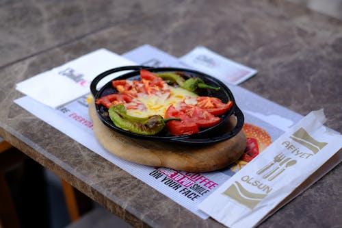 Free Cooked Food on a Sizzling Plate  Stock Photo