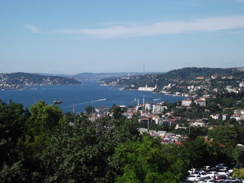 Free Stunning aerial view of the Bosphorus Strait in Istanbul, showcasing its beauty. Stock Photo