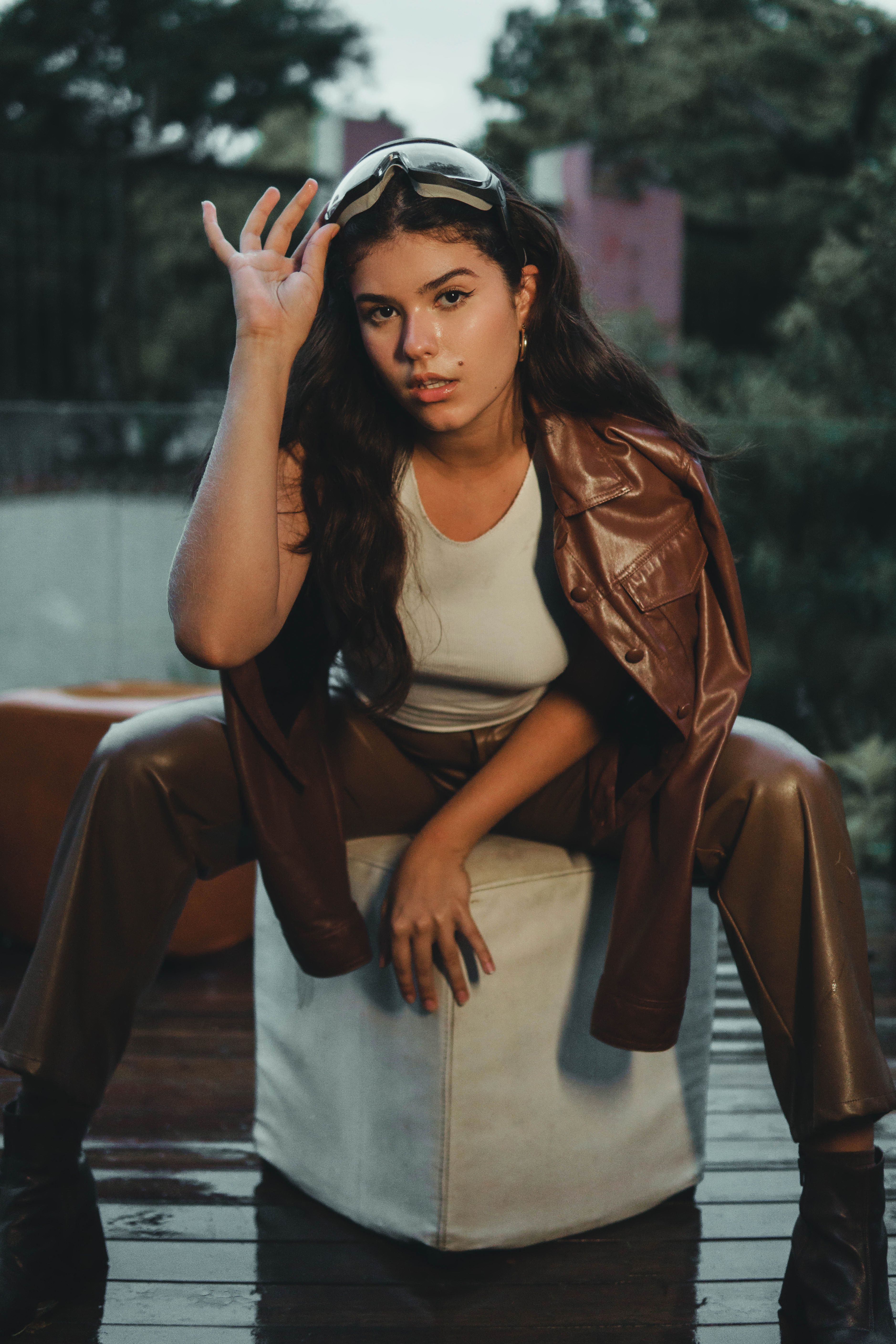 A Woman in Black Leather Jacket Smiling · Free Stock Photo