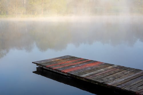 Brown Wooden Boardwalk on Lake