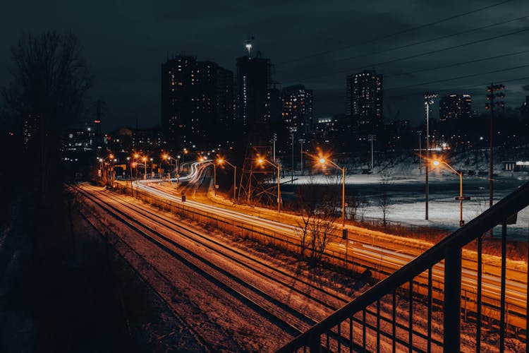 Cars On The Road At Night 