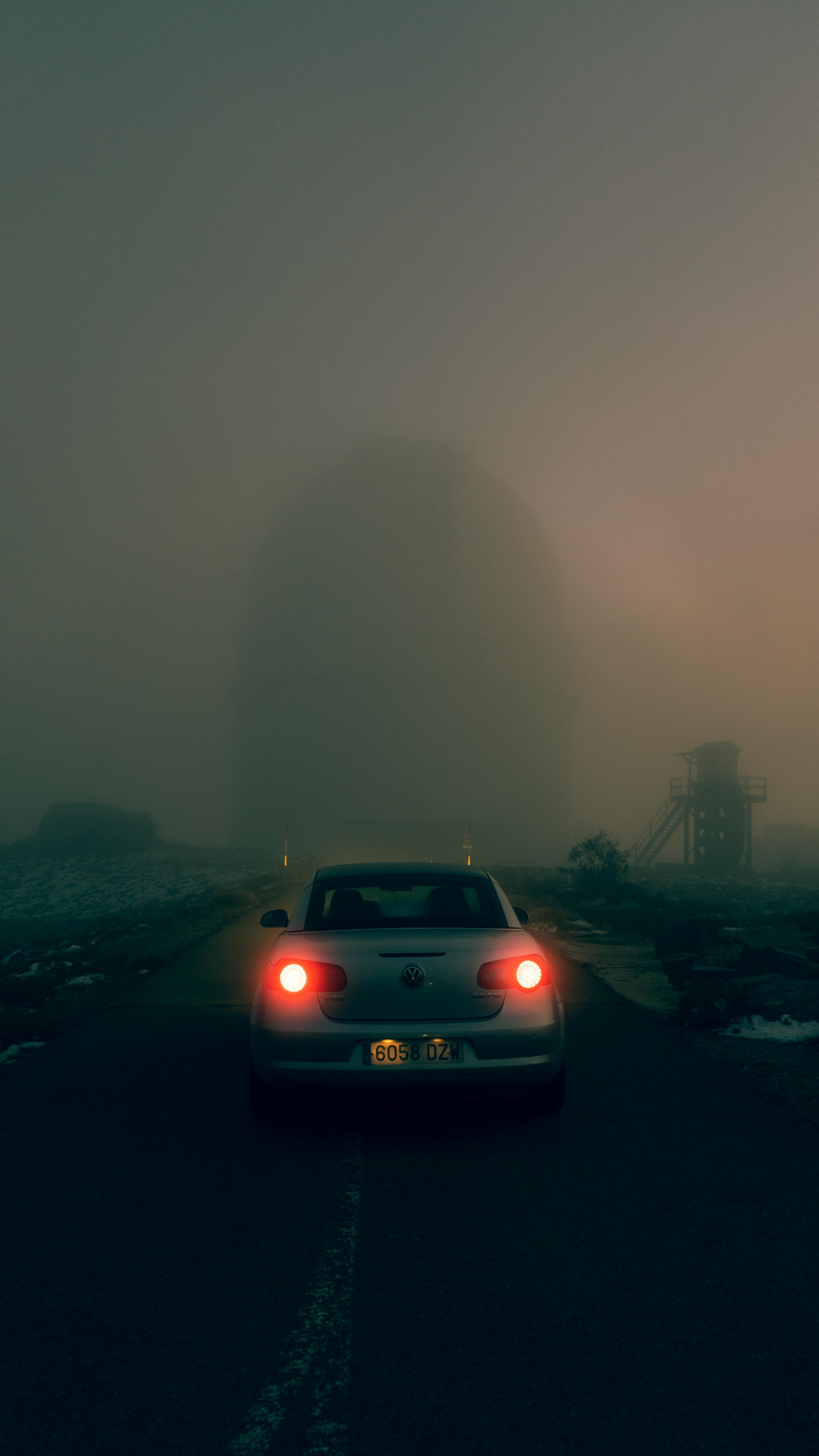Back View of a Car Near Fog · Free Stock Photo