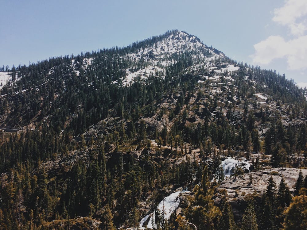 Mountain With Green Trees Under Blue Sky