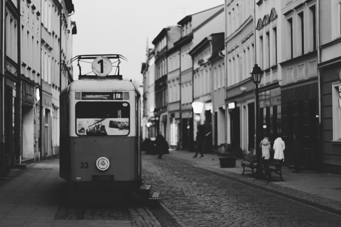 Grayscale Photography Of Tram