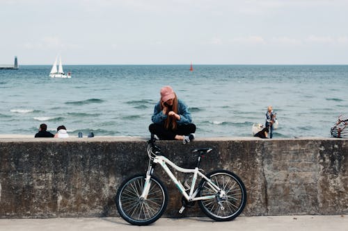 Imagine de stoc gratuită din apă, bicicletă, femeie