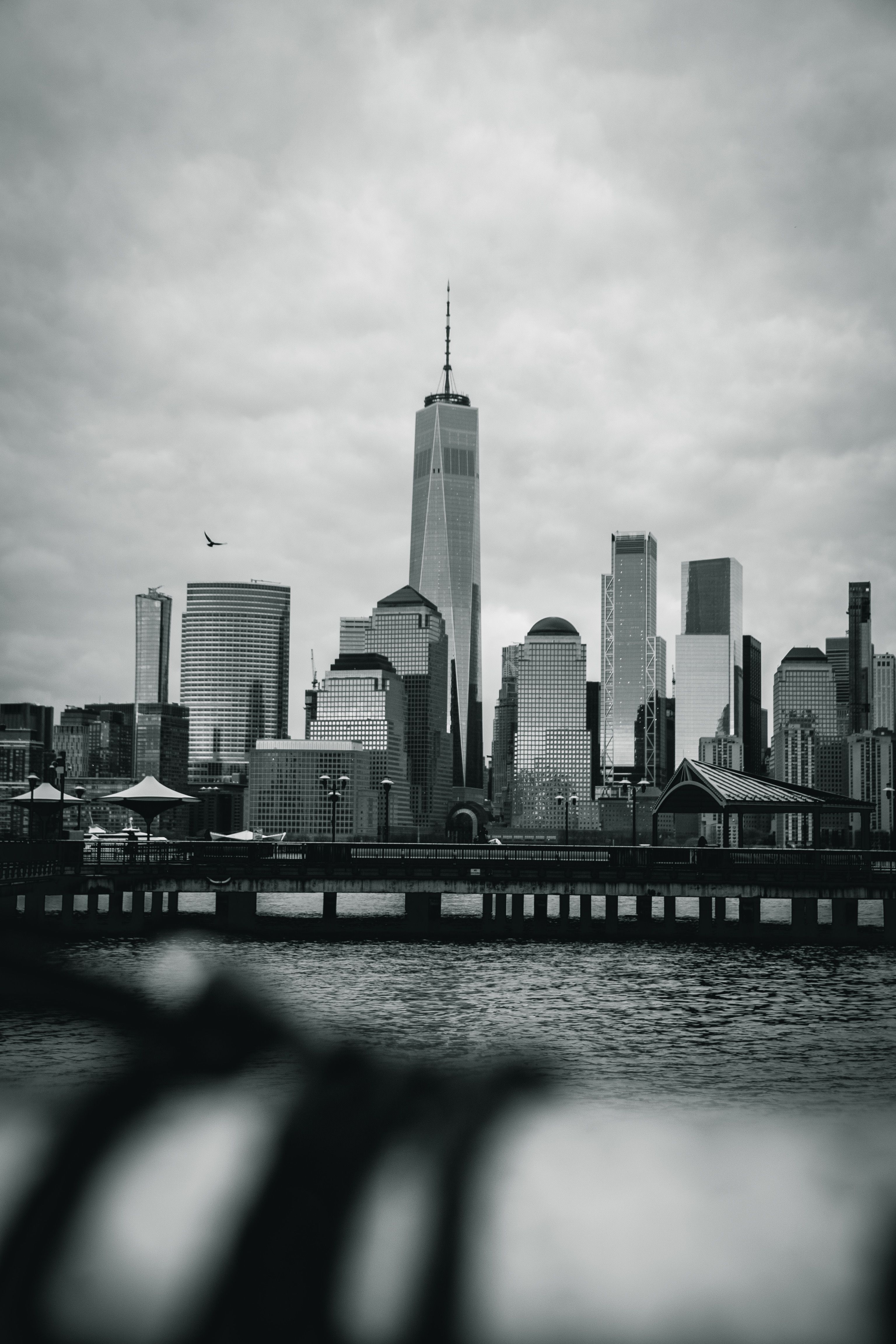 Cityscape and River in Black and White · Free Stock Photo