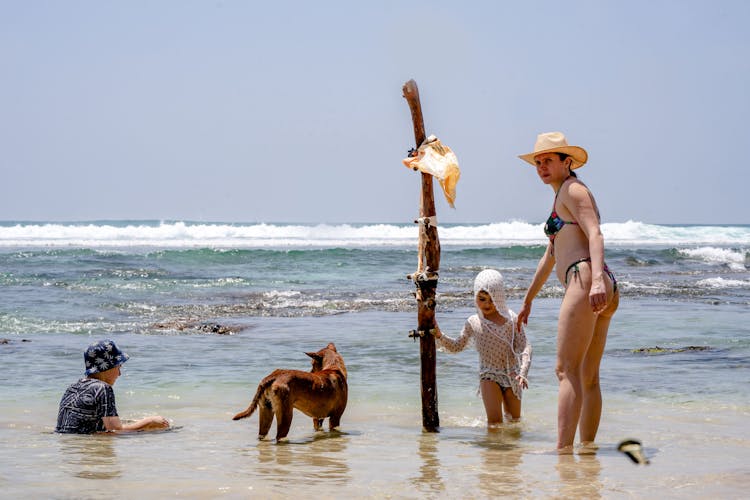 Family Playing On Beach