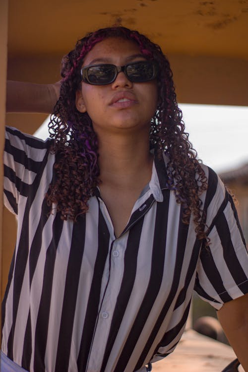 Woman with Purple Curly Hair