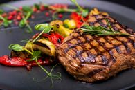 Grilled Meat With Green Leaves