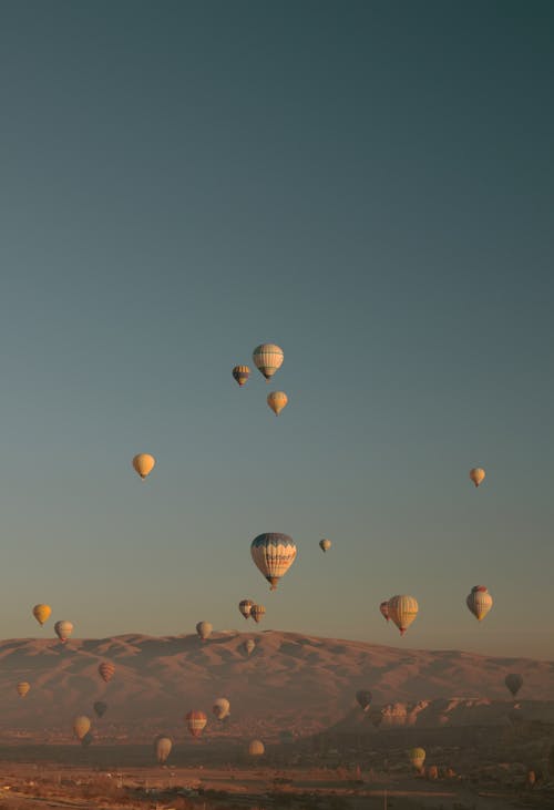 Free Hot Air Balloons in Cappadocia, Turkey  Stock Photo