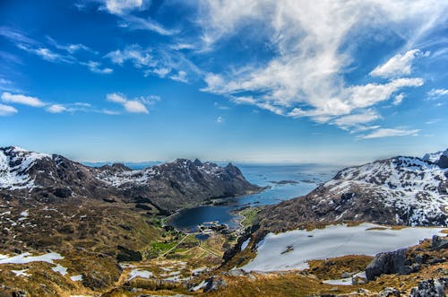 Aerial Photography of Mountains under the Cloudy Blue Sky