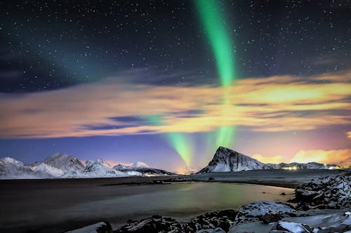 Ingyenes stockfotó aurora borealis, festői, hegyek témában