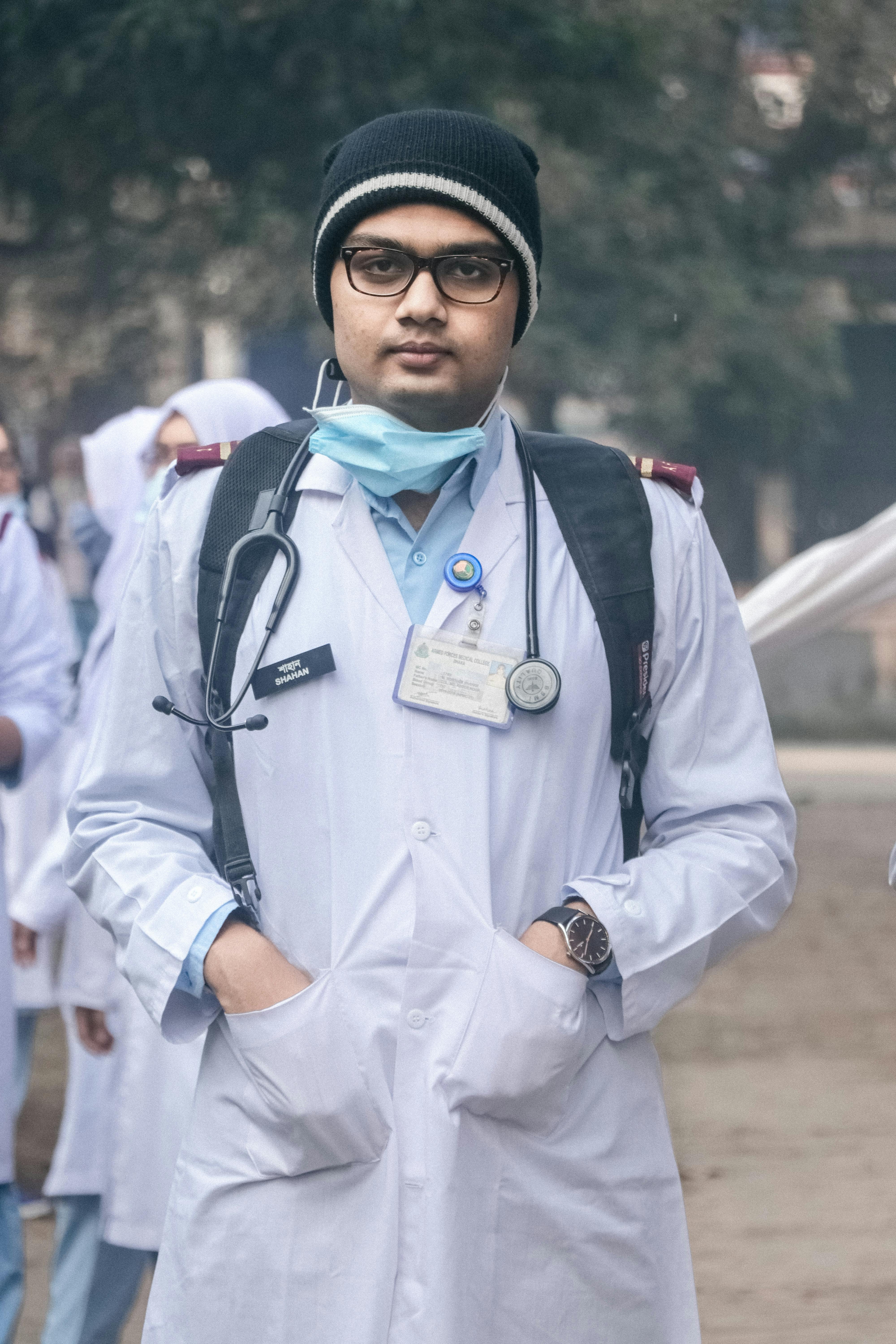 Medical student wearing cap in winter time · Free Stock Photo