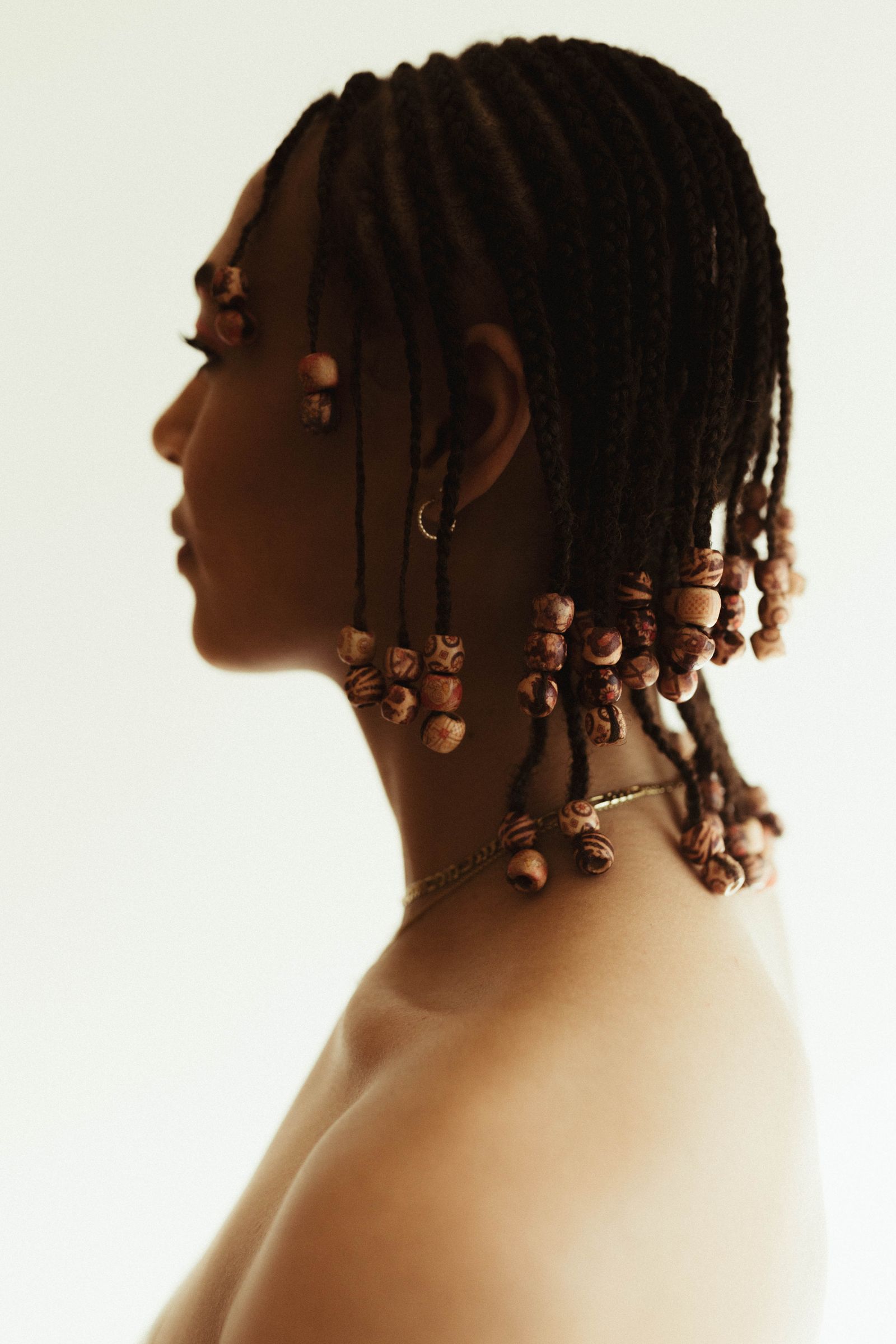 Beaded braid hairstyle side profile