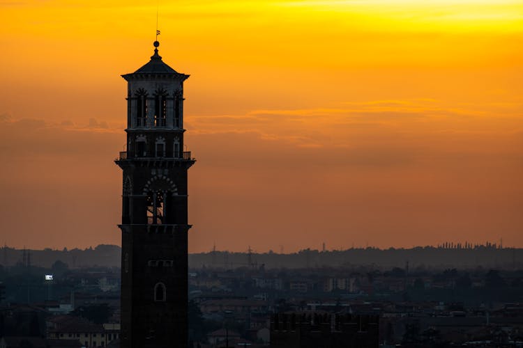 Torre Dei Lamberti At Sunset