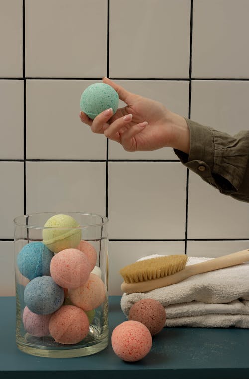 Close-Up Shot of Person Holding a Bath Bomb