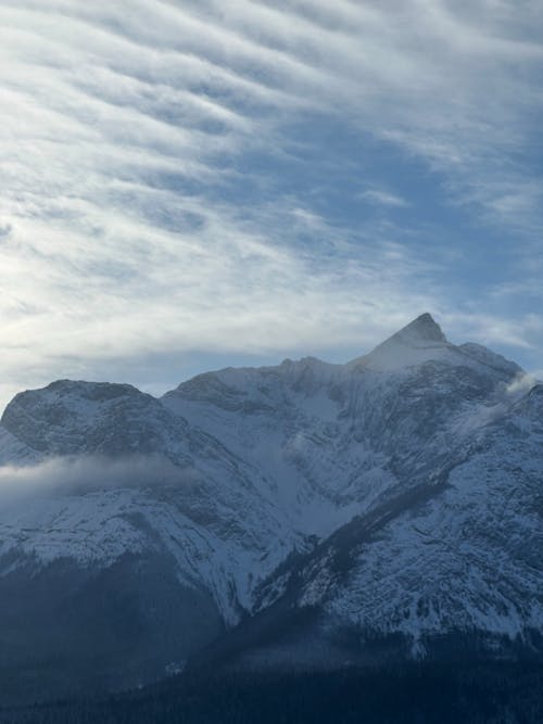 Free Snow Capped Mountain and Cloudy Sky Stock Photo