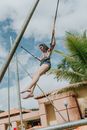 A Woman on a Bungee Trampoline