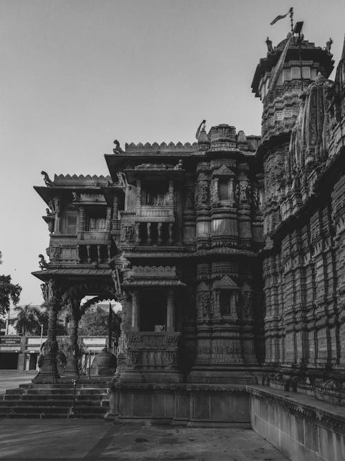 Grayscale Photo of a Concrete Building