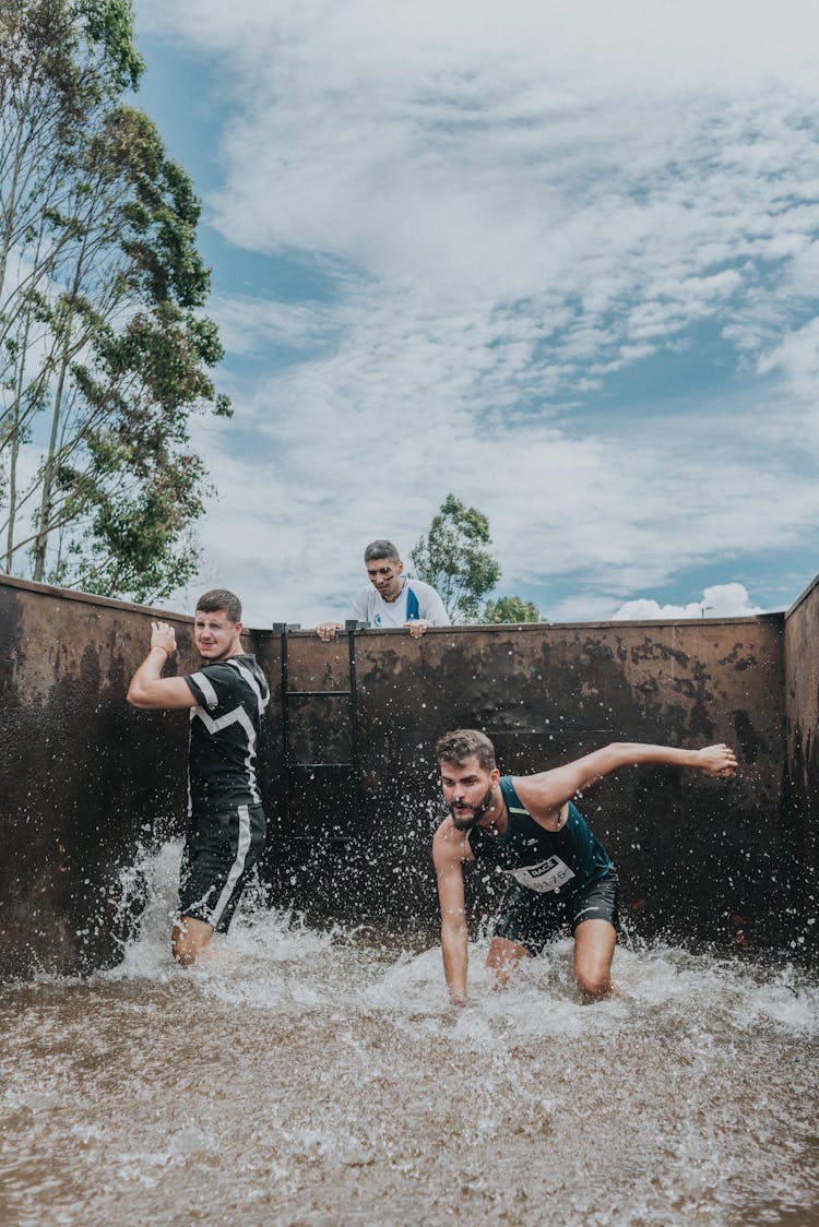 Man In Water In Survival Race