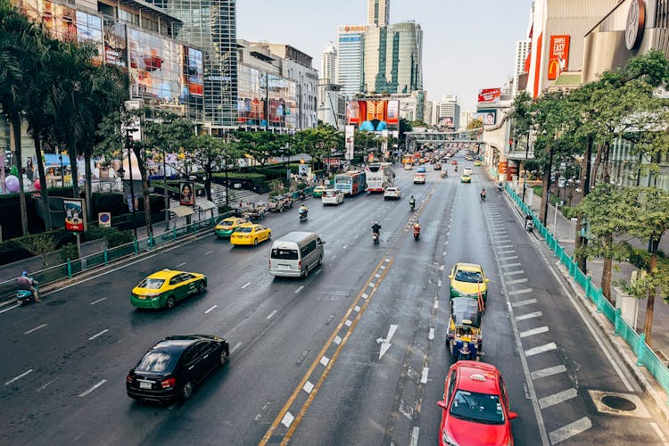 Cars On Road In City