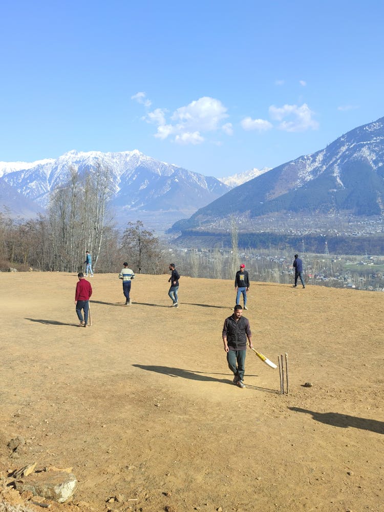 Group Of Men Playing Cricket