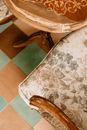 White and Brown Floral Table Cloth