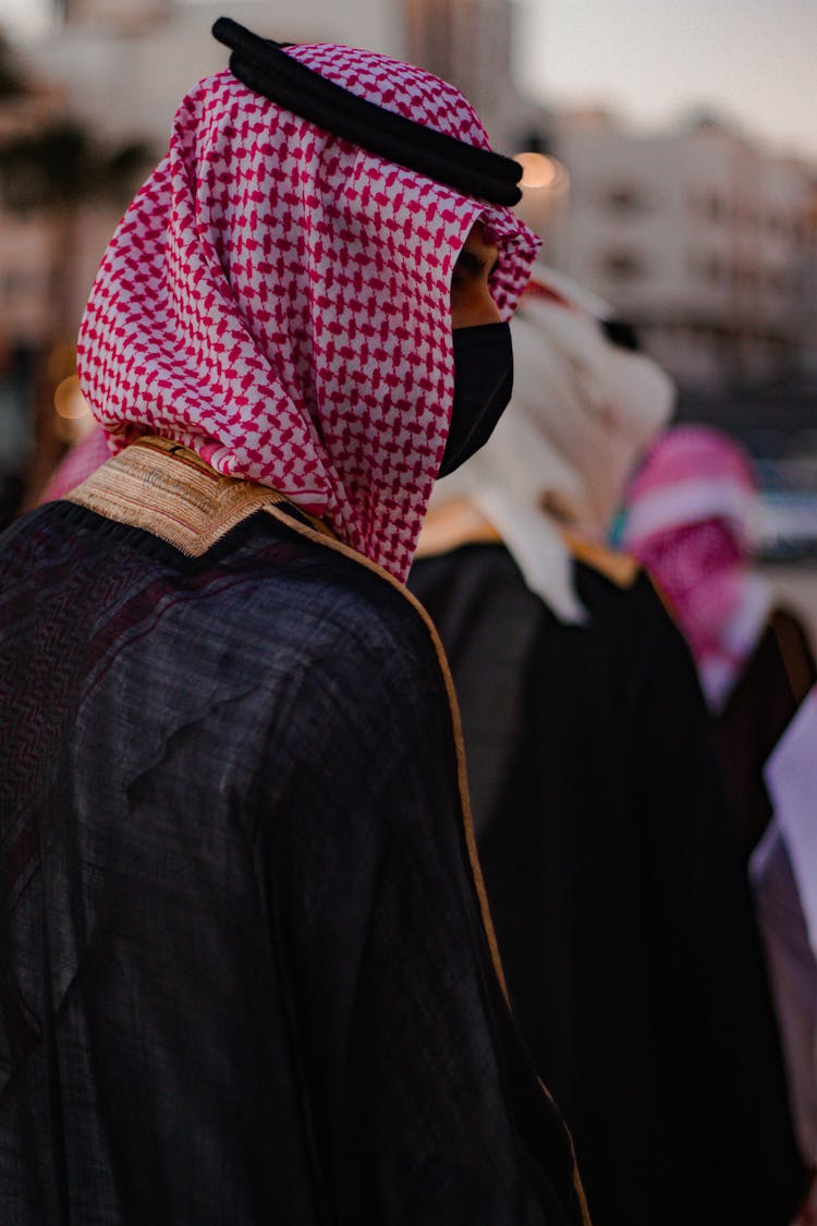 Close-Up Shot Of A Man Wearing Kaffiyeh