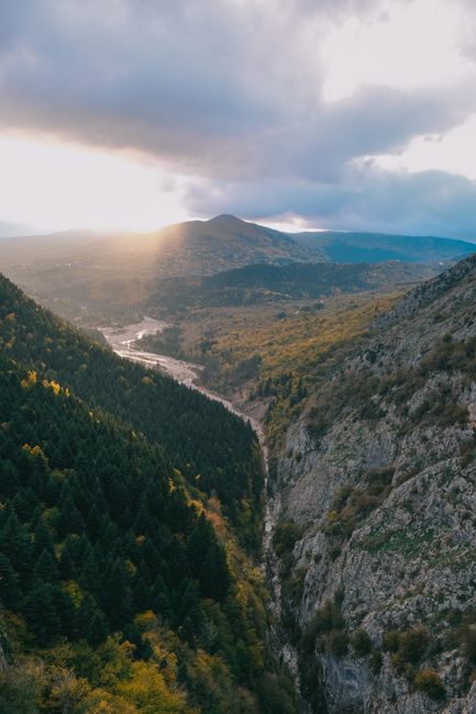 A breathtaking aerial view of a valley and river in Kastamonu, Turkey showcasing nature's beauty.