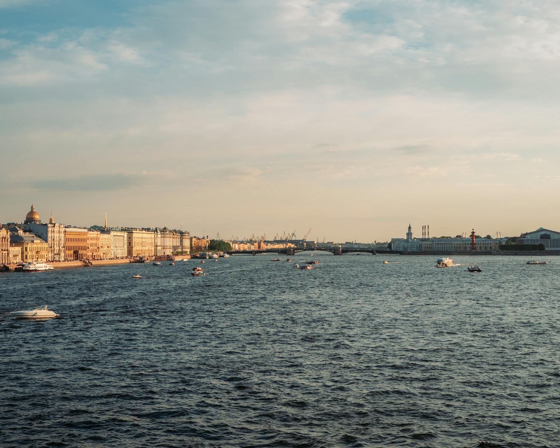 Boats in the Harbor of St Petersburg Russia