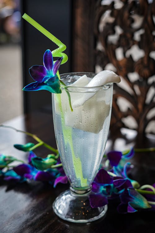 Cocktail in Glass with Straw