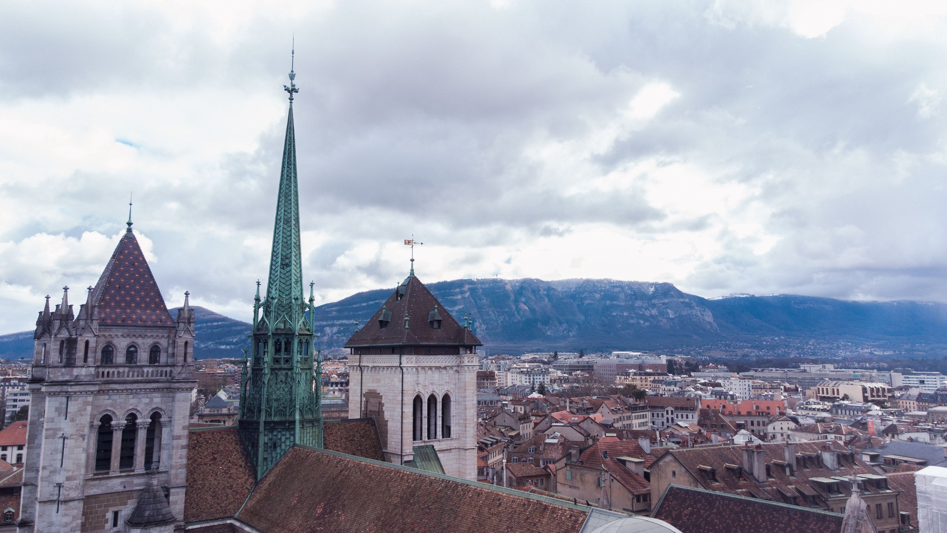 St. Pierre Cathedral and Geneva Old Town rooftops — best aerial photo spot