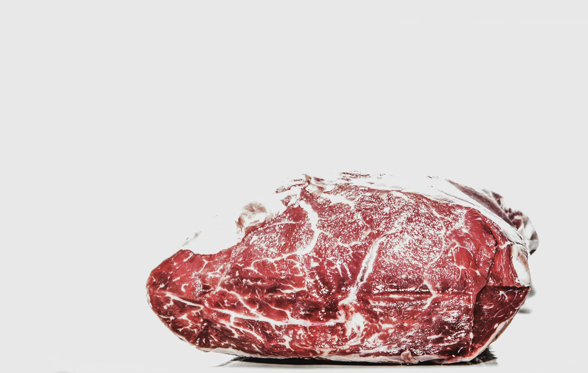 Raw Beef Meat on White Background