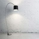 Turned on Black Torchiere Lamp