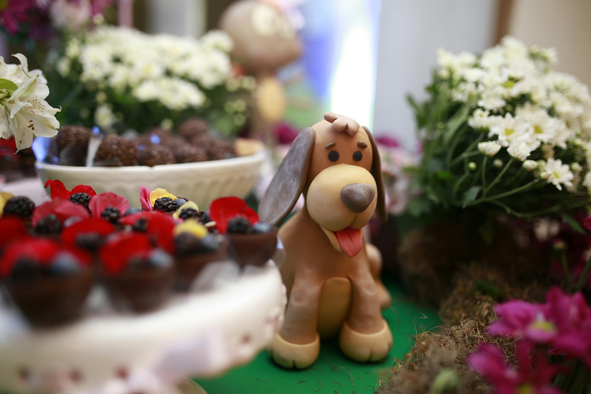 Dog Shape Dessert on Table