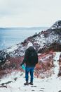 Person Standing on Snow Covered Ground