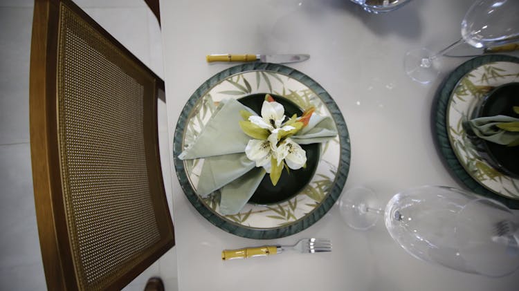 Top View Of An Elegant Dinner Table Setting 