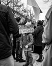 Young girl protesting against war in ukraine
