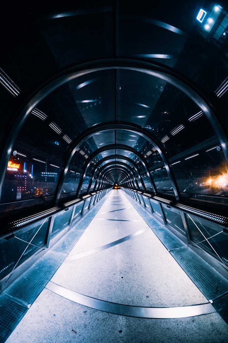 An Illuminated Pedestrian Overpass