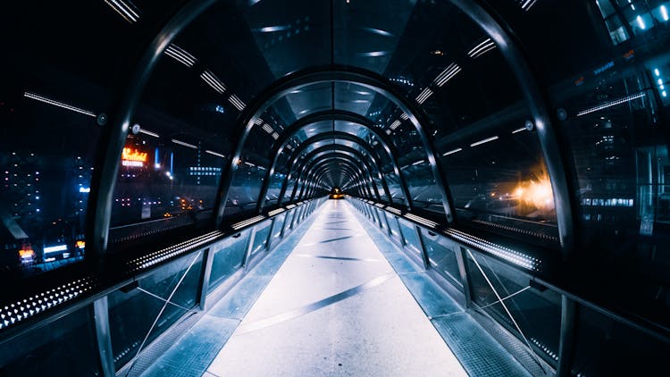 Empty Tunnel At Night