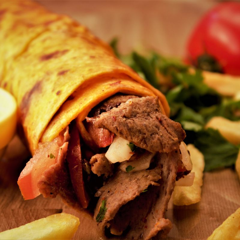 Pork Gyros with Pita and Tomato