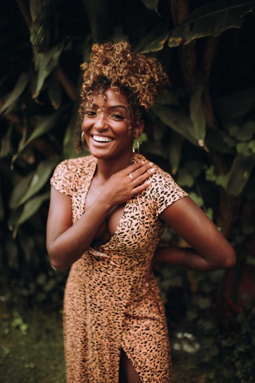 A Woman in a Leopard Print Dress