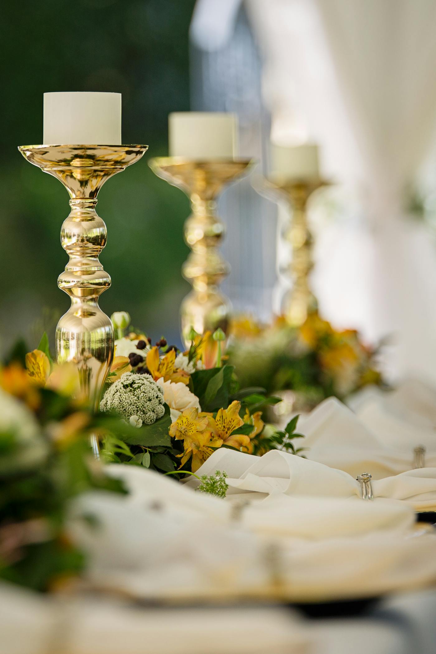 Monochrome and gold table detail