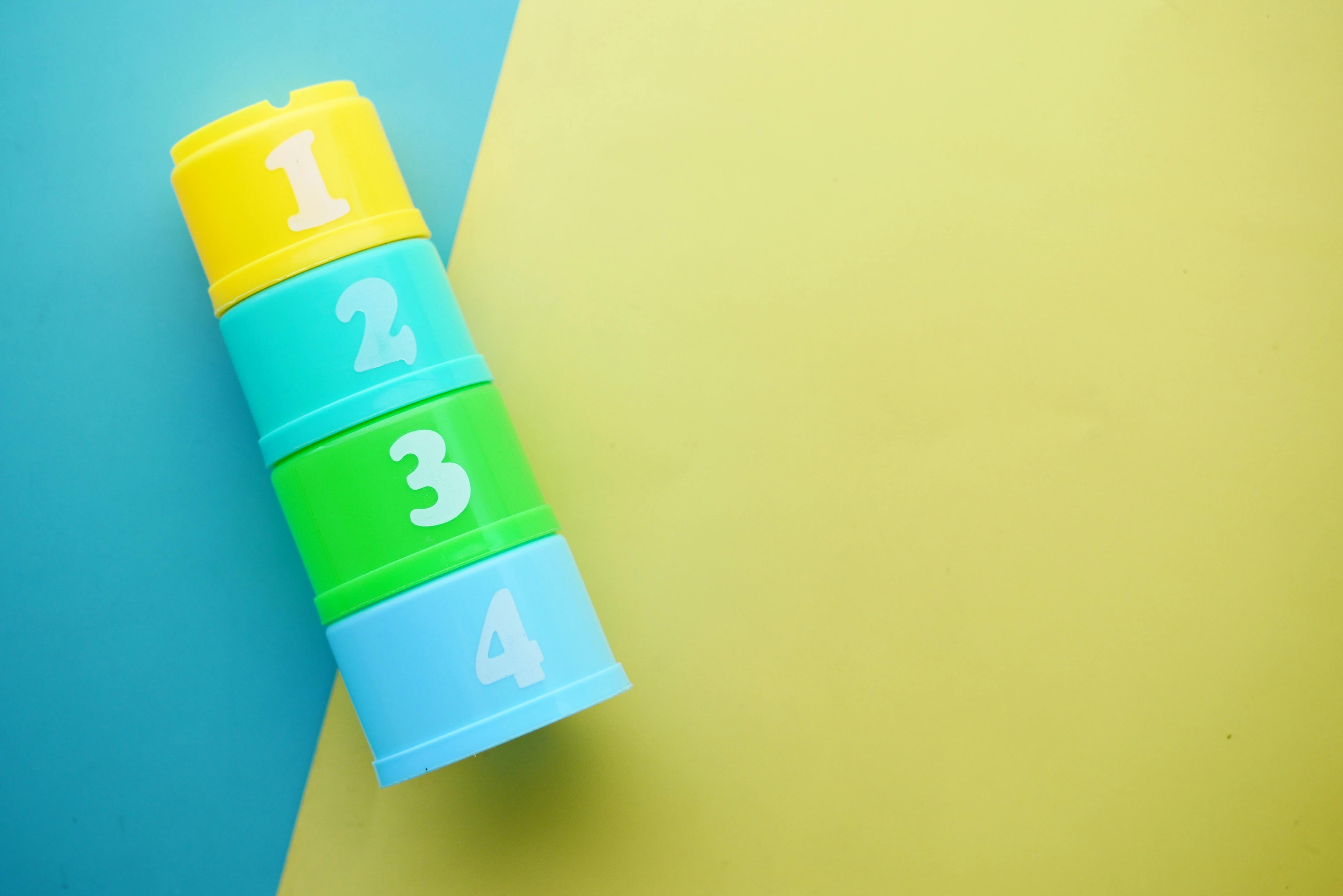 colorful stacking plastic cups with numbers