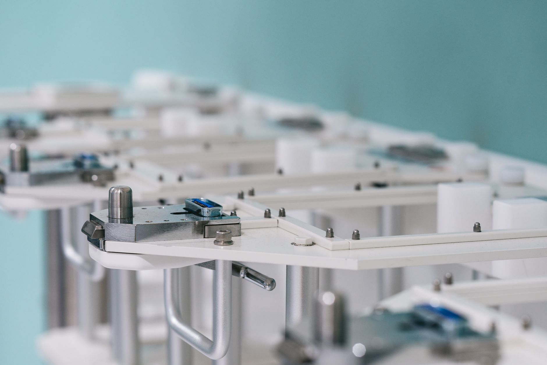 Detailed view of modern medical equipment used in radiotherapy treatments.