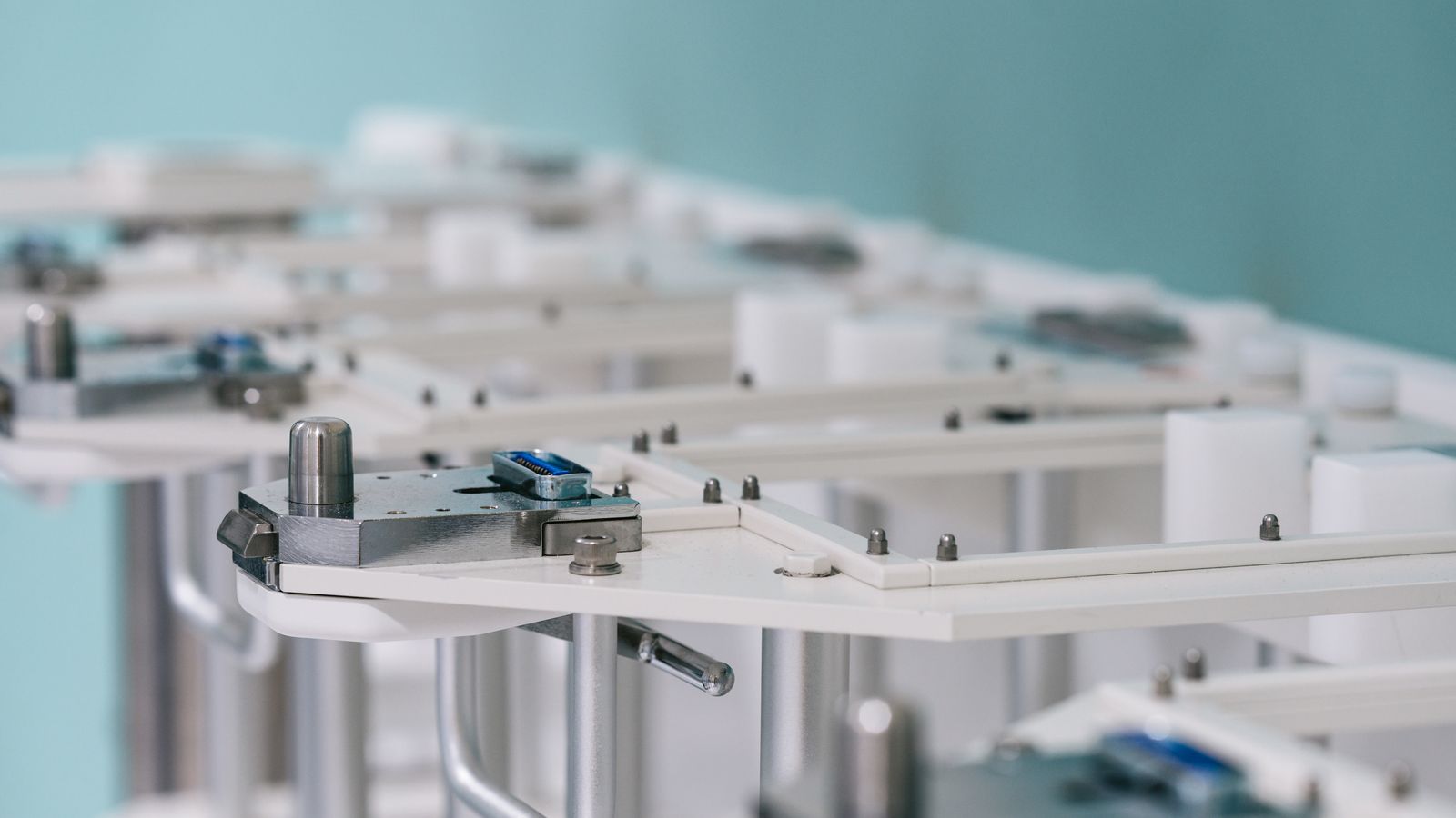 Detailed view of modern medical equipment used in radiotherapy treatments.