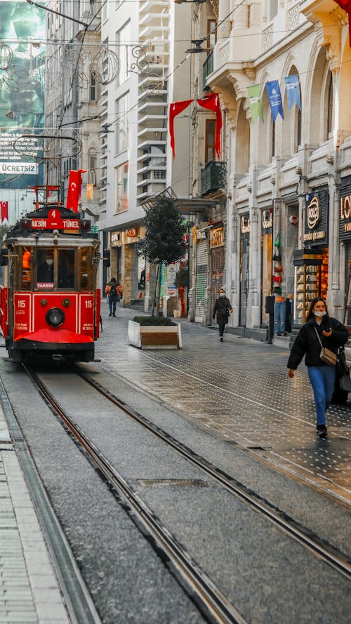 Free Tram on a City Street  Stock Photo