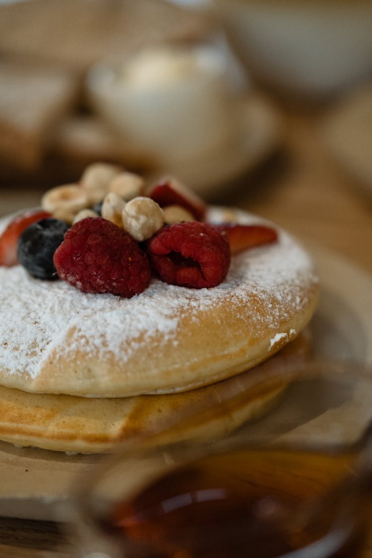 Close-up Shot Of Pancake With Berry Toppings