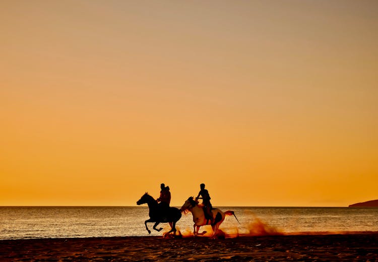 People Riding Horses On The Beach