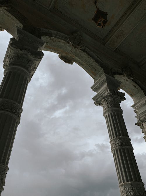 Overcast Sky over an Neoclassical Building with Columns